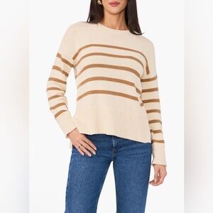 Vince Camuto Cream and Tan Striped Sweater